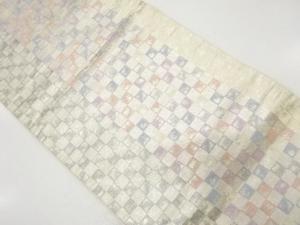 アンティーク　市松模様織り出し袋帯（材料）